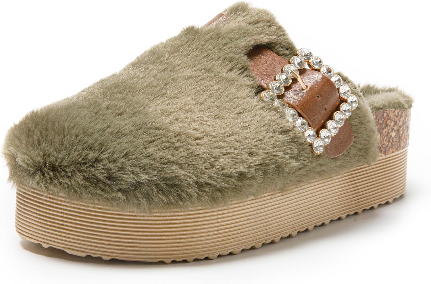 Thumbnail 6 de JOMIX pantoffels voor dames met verstelbare gesp, pluche en strassdetails