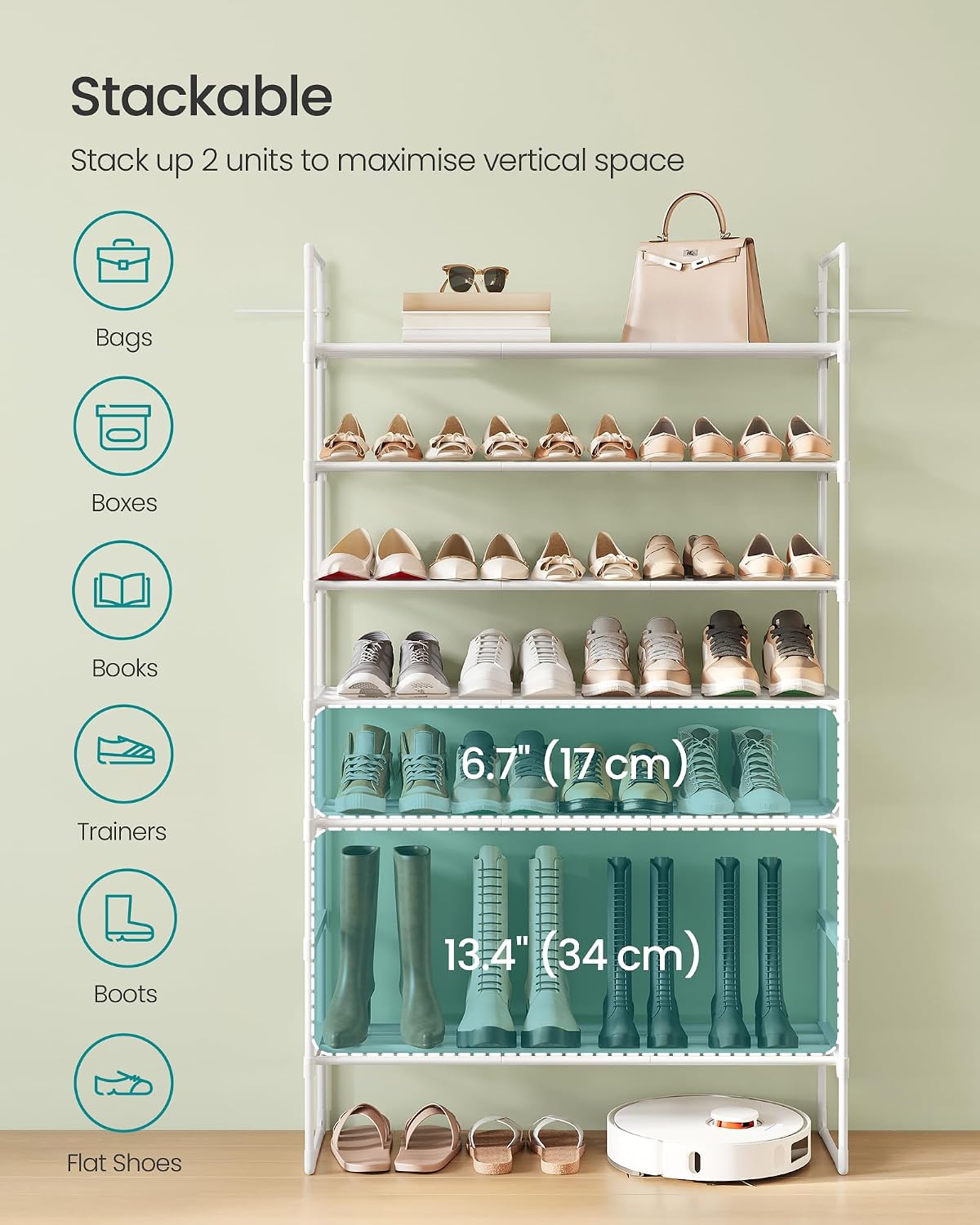 Thumbnail 4 de SONGMICS 4-Tier Shoe Rack shoe storage organiser