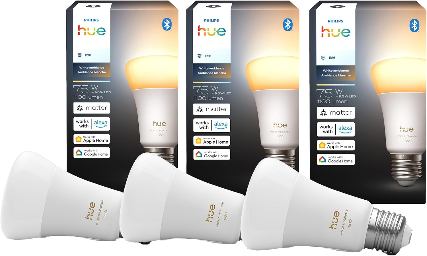 Detalle de Philips Hue 919020110401 スマート電球 E26 75W相当 ホワイトグラデーション 3個入り