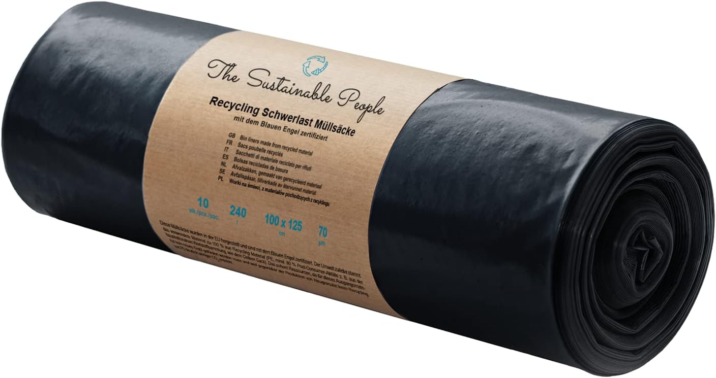 TSP Schwerlast Müllsäcke 240L – 10er Rolle, Blauer Engel, 70 μm, 1000×1250 mm
