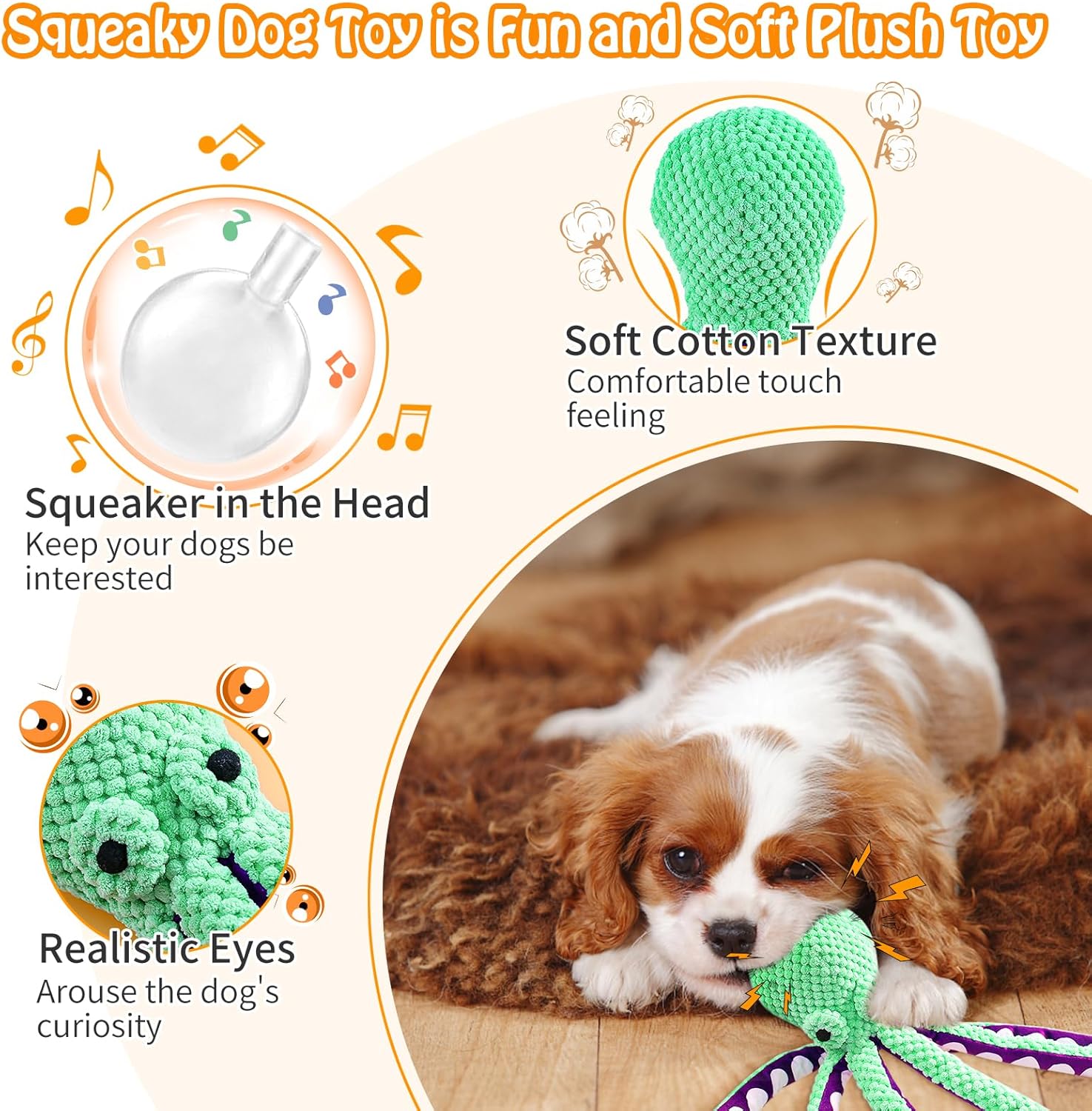 Thumbnail 2 de Fuufome Large Squeaky Dog Toys (Plush, 13.5-inch) — Chew, Fetch & Tug Plush for Small to Large Dogs