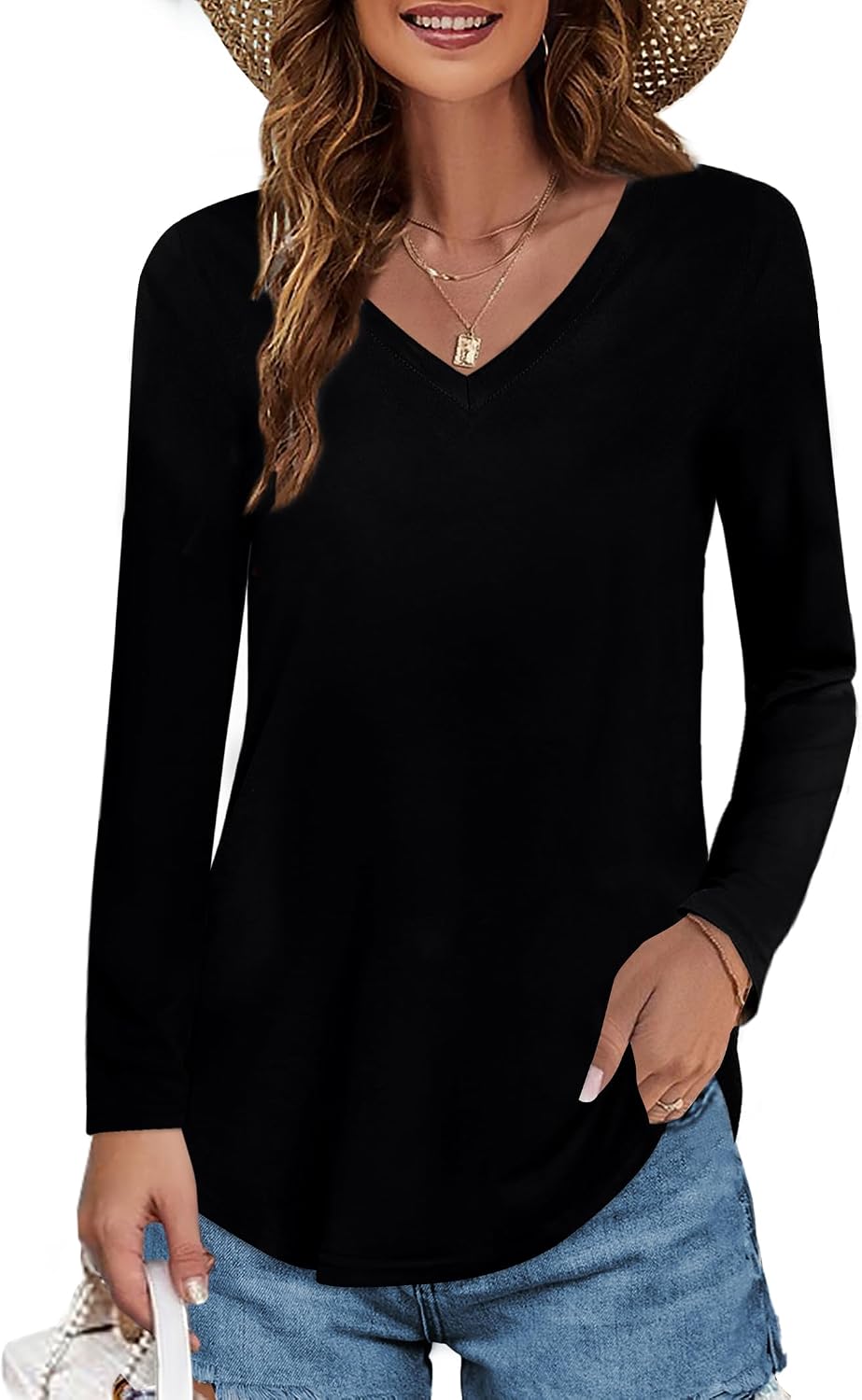Thumbnail 6 de Elesomo Womens V Neck Cotton Tee 100% Cotton