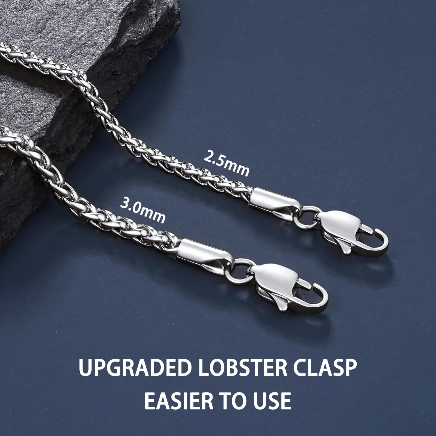 Detalle de Jewlpire Stainless Steel Wheat Chain Necklace