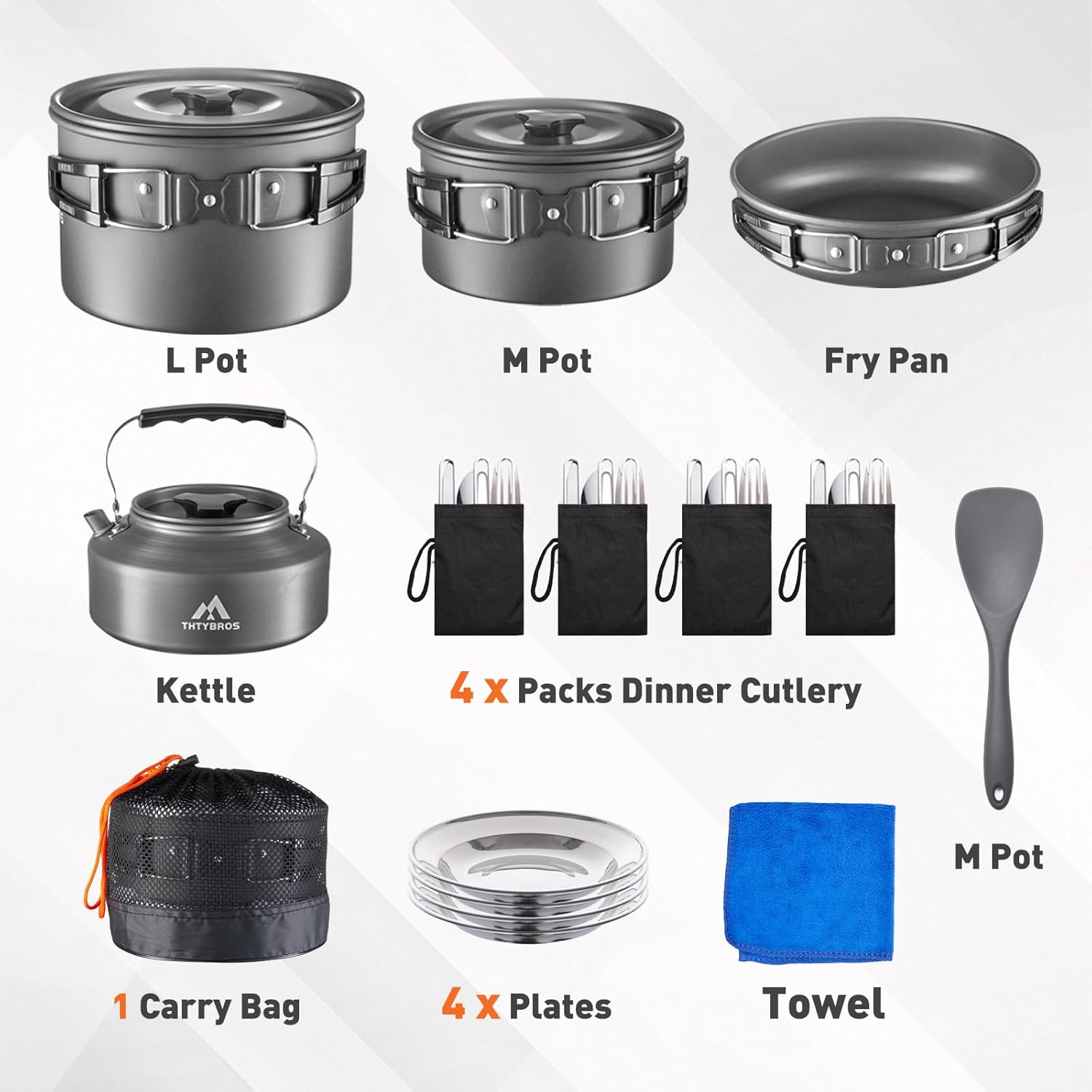 Detalle 2 de 27-teiliges Camping-Kochset für 2–4 Personen – All-in-One Outdoor-Küche