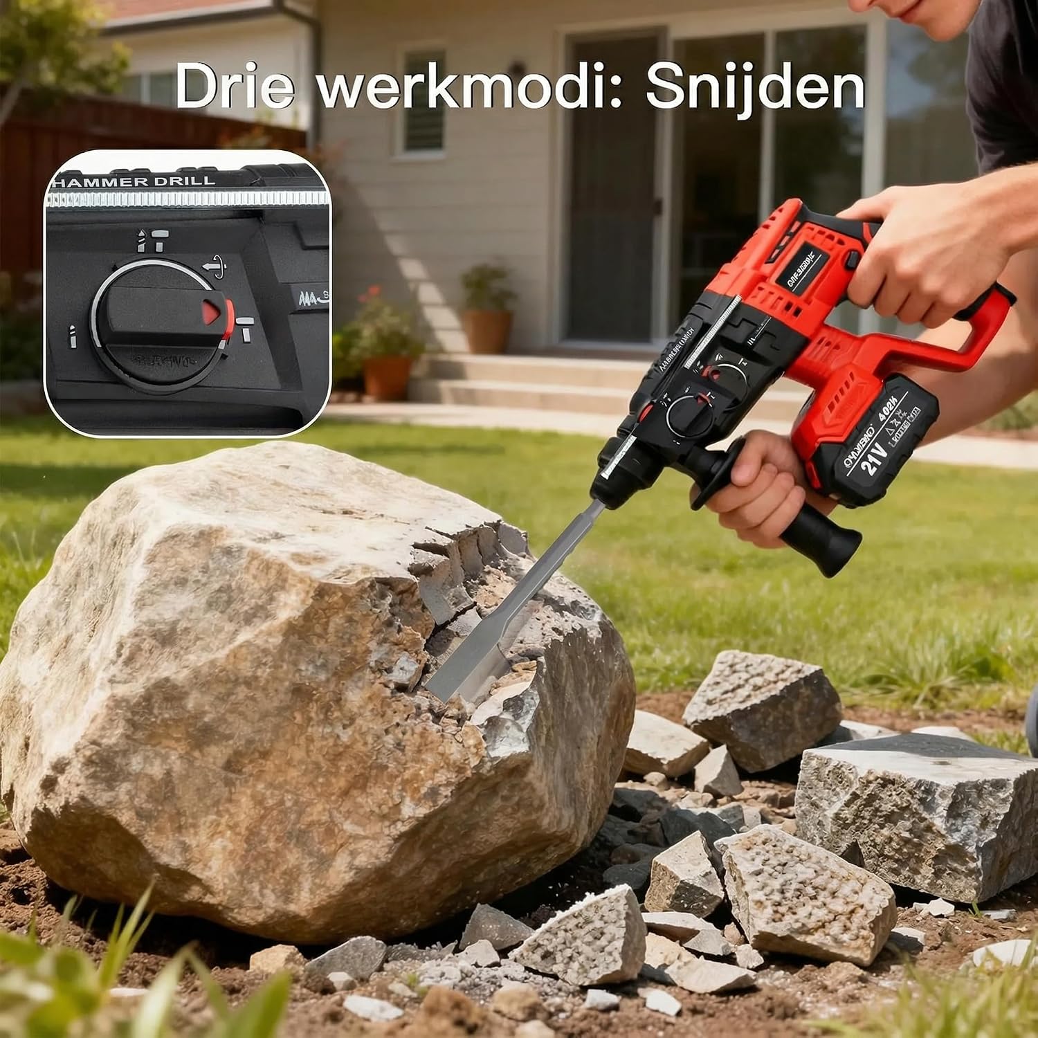 Thumbnail 4 de OnlyinNY AX-VBFG-YCQW accu-boorhamer met SDS-Plus en 3 werkmodi