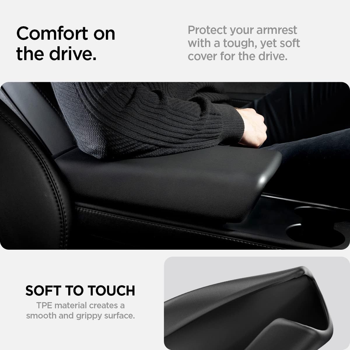 Thumbnail 4 de Spigen copertura per console centrale con bracciolo in TPE antiscivolo per Tesla Model Y (~2024) e Model 3 (2021-2023) – Nero