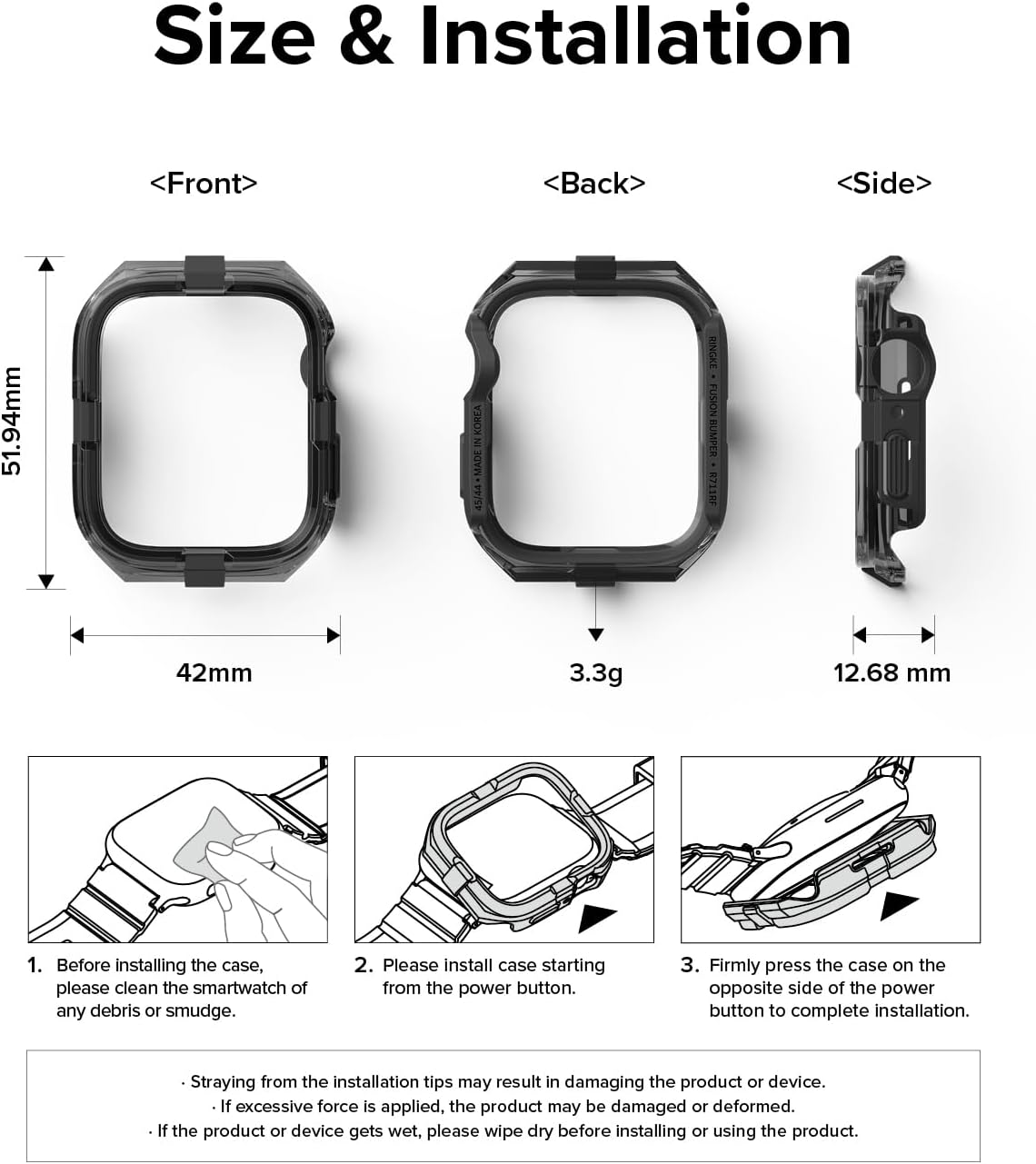 Detalle de Ringke Fusion Bumper for Apple Watch Series 9/8/7, 44/45mm - Double-Layer Rugged Protective Frame (Black)