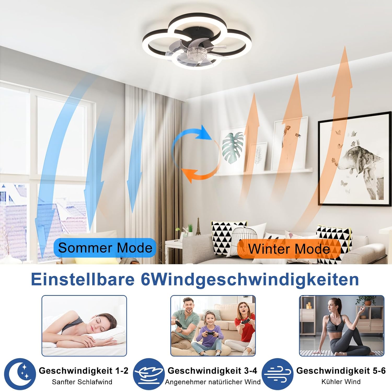 Thumbnail 3 de Homefire LED Deckenventilator mit Beleuchtung, 40 W – leise, dimmbar und mit Fernbedienung