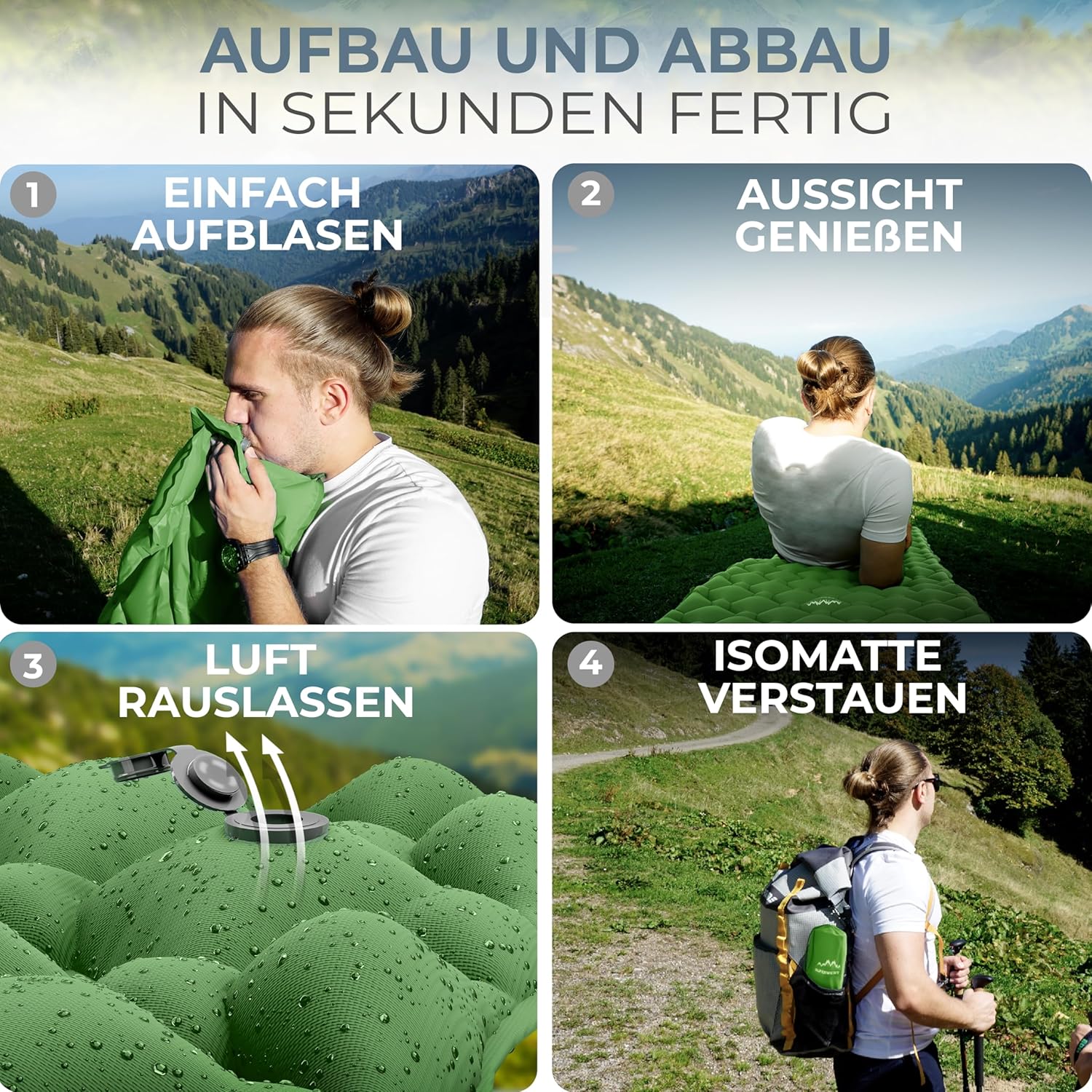 Thumbnail 3 de Alpenwert Isomatte Outdoor: ultraleichte Luftmatratze fürs Camping & Wandern (531 g)