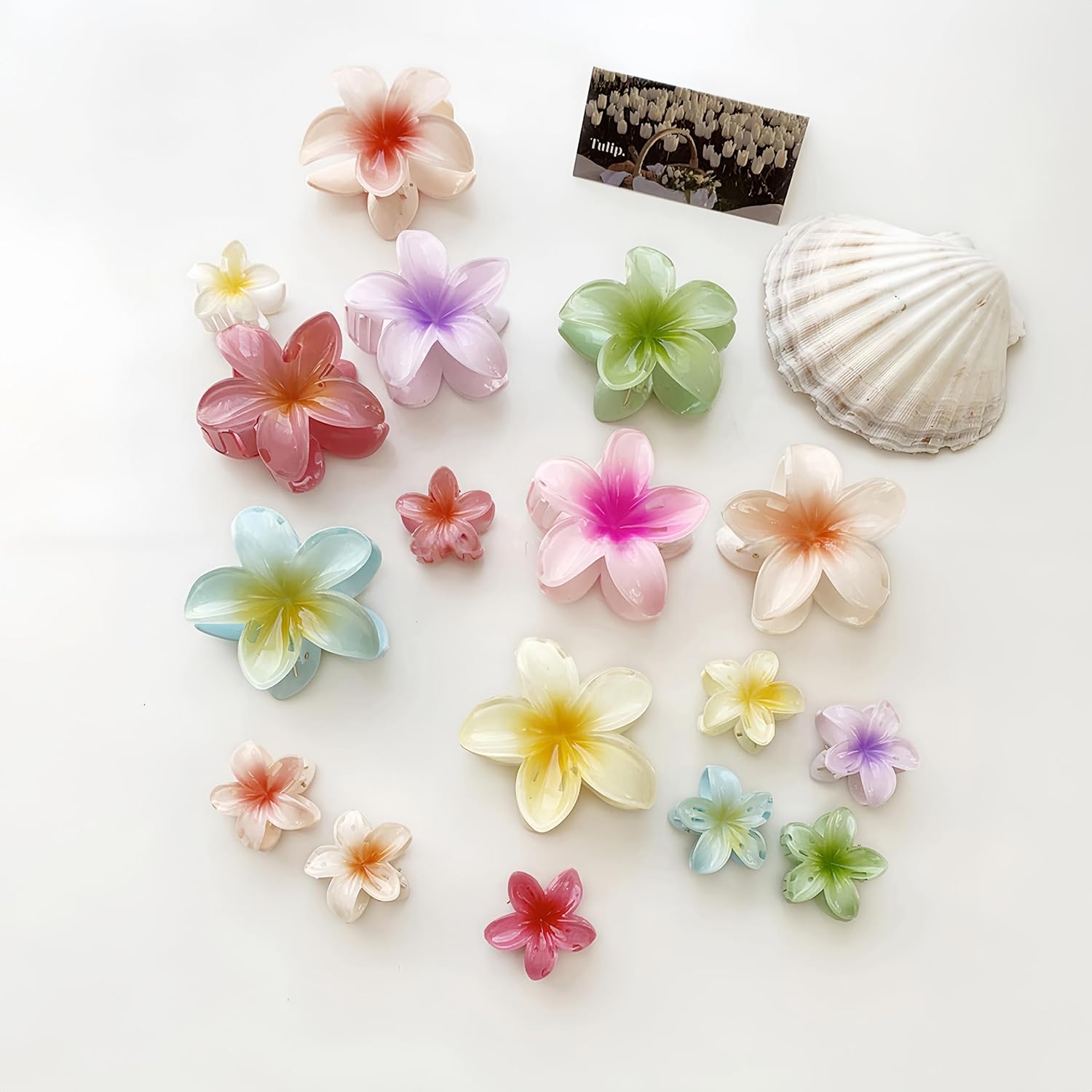 Thumbnail 6 de Aucuu: Confezione da 8 fermagli per capelli a forma di fiore – clip antiscivolo in stile hawaiano