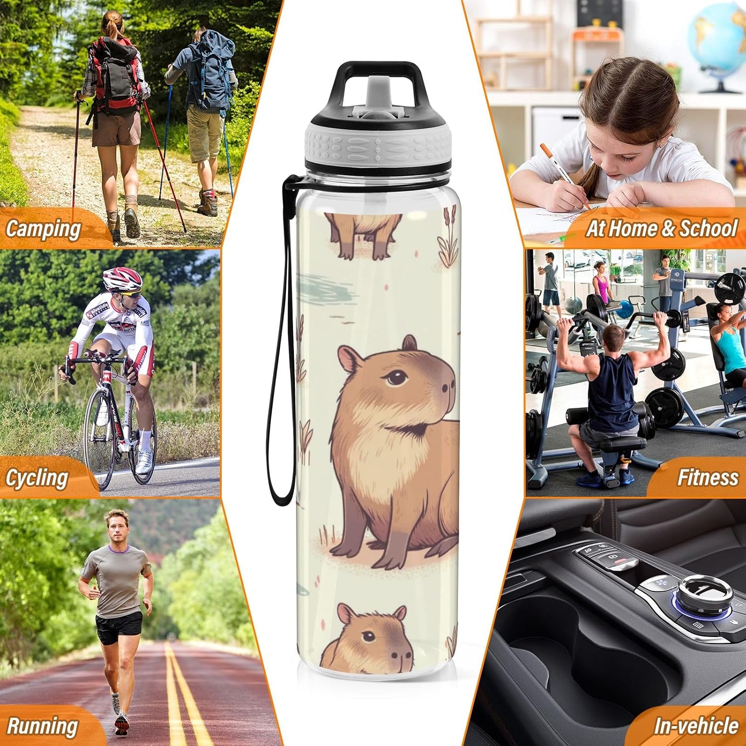 Thumbnail 6 de Capybara Friends Water Bottle with Straw 1 Litre — BPA Free Tritan, Easy-Clean & Portable