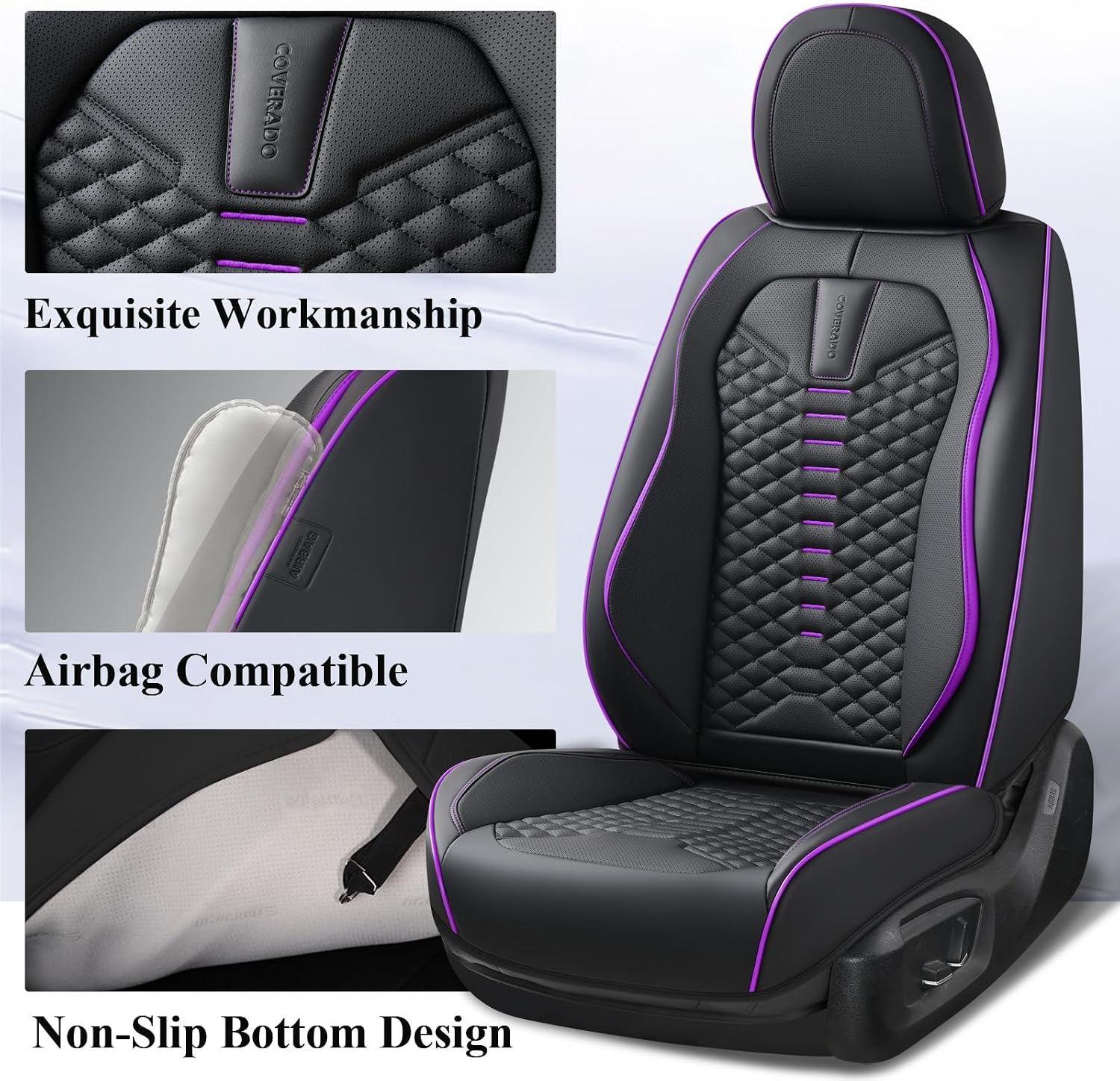 Detalle 2 de Coverado Car Seat Covers Nappa Leather, 2 Pack