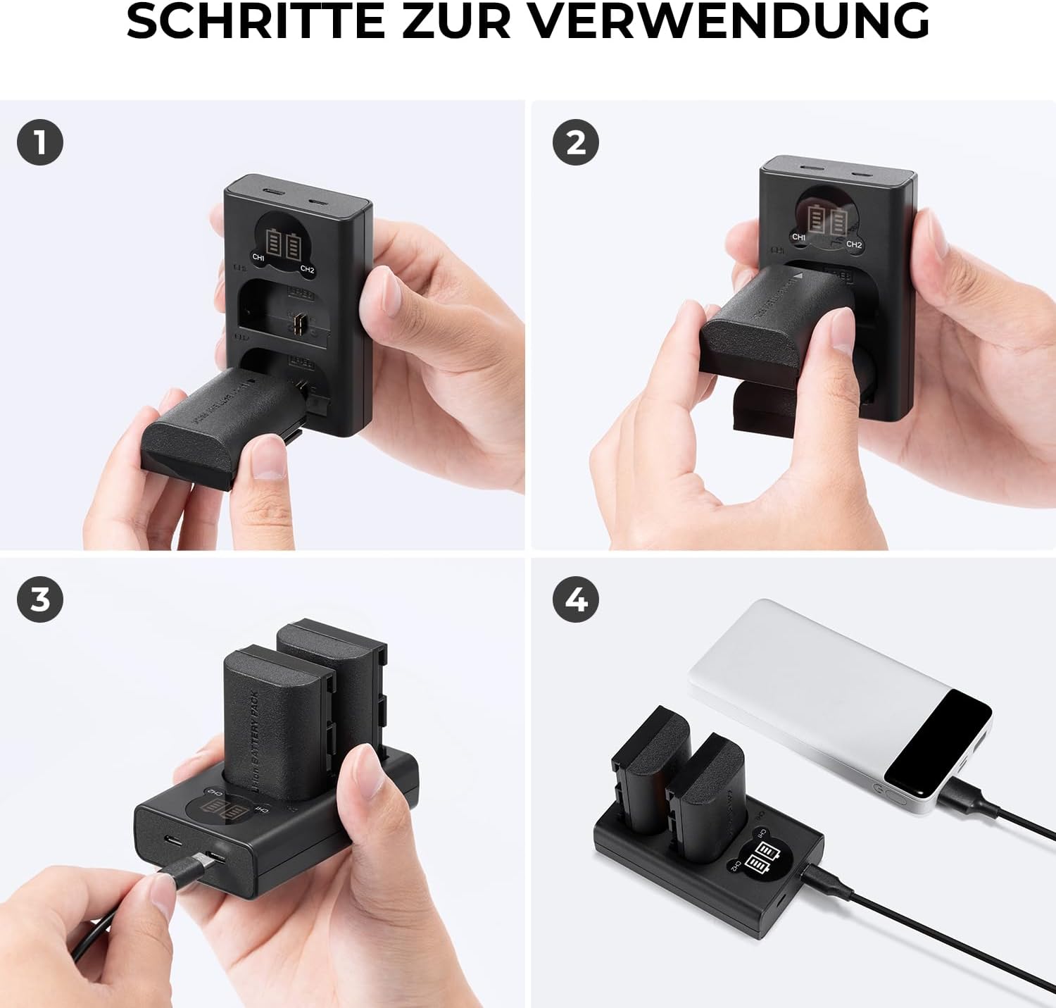 Thumbnail 5 de K&F CONCEPT LP‑E6NH Kameraakkus (2250 mAh) + USB‑Doppelladegerät Set, 2er Pack für Canon EOS