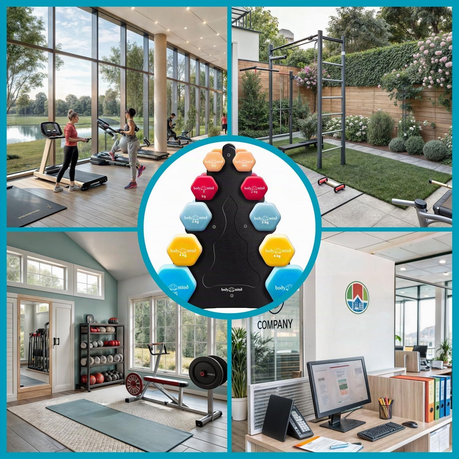 Detalle de Body & Mind® Set de 2 haltères de gymnastique – Haltères courts pour entraînement de force à domicile