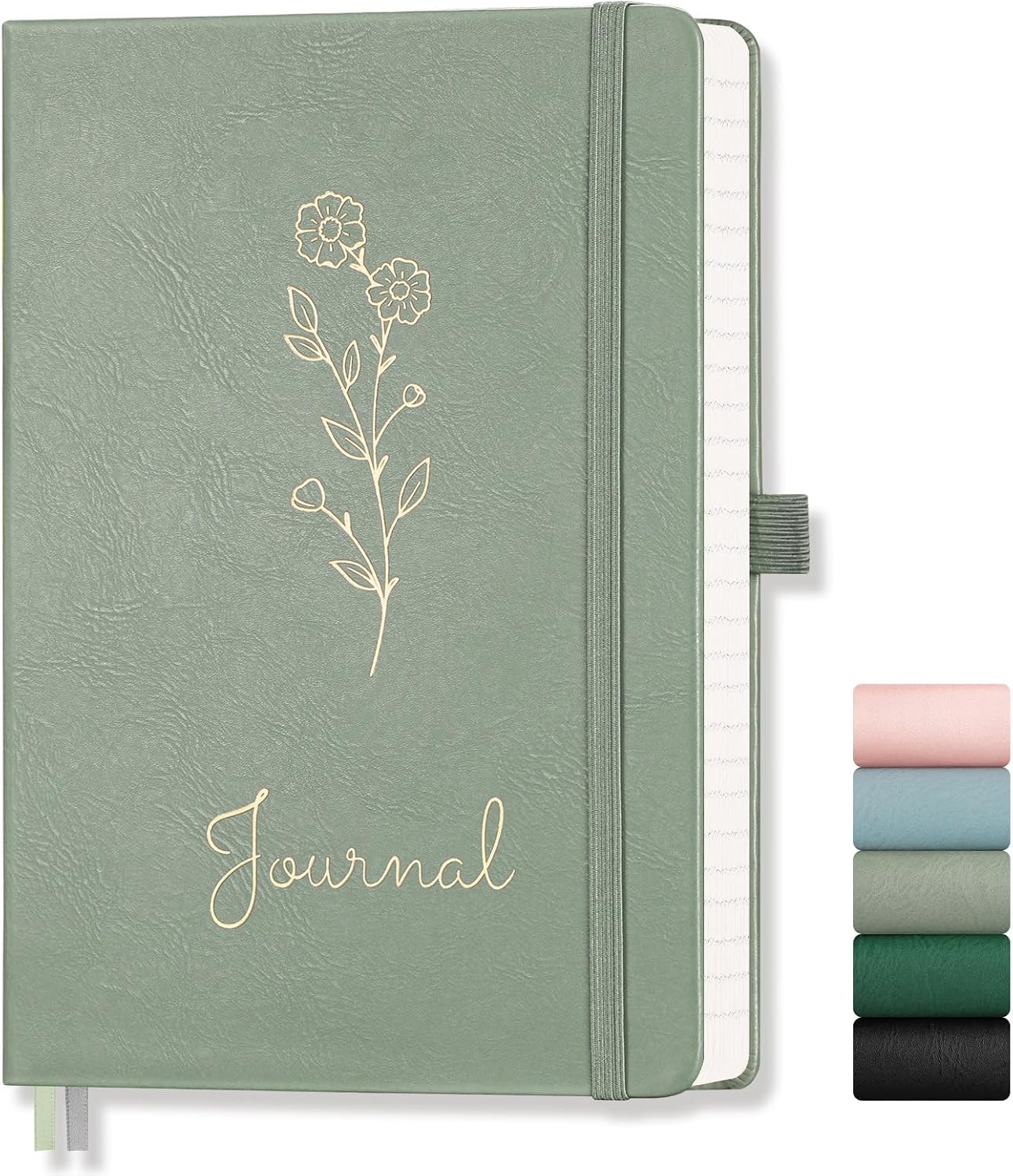 Detalle de AUTEMPO A5 Lined Hardback Journal Notebook (Sage Green) – 192 Pages, 100gsm