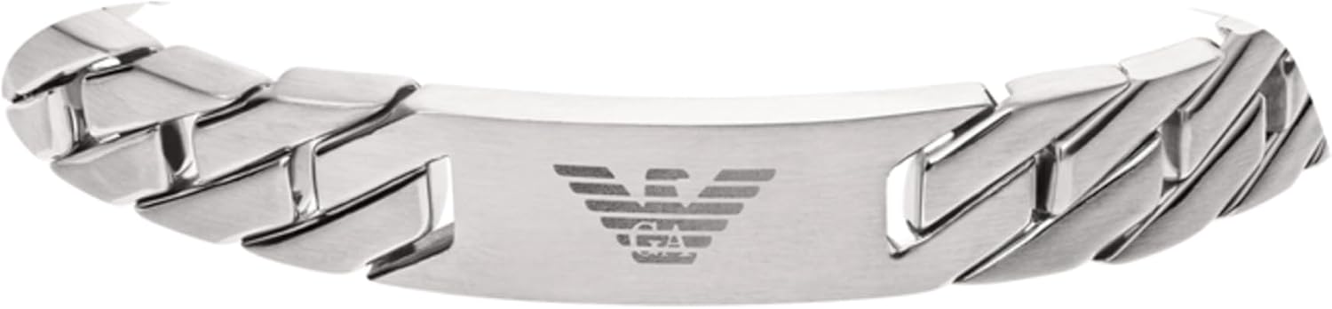 Detalle de Emporio Armani Herrenarmband: Edelstahl oder Leder mit Gliederverschluss, 18,50 cm