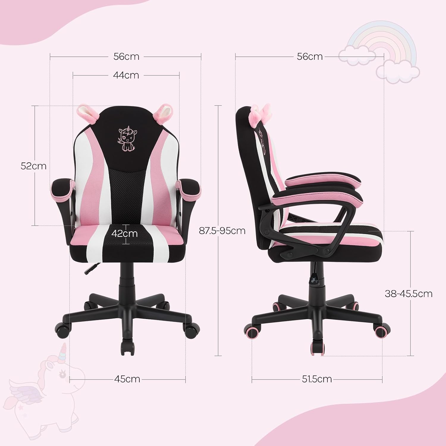Detalle de WOLTU Kinder Gaming Stuhl ergonomisch rosa