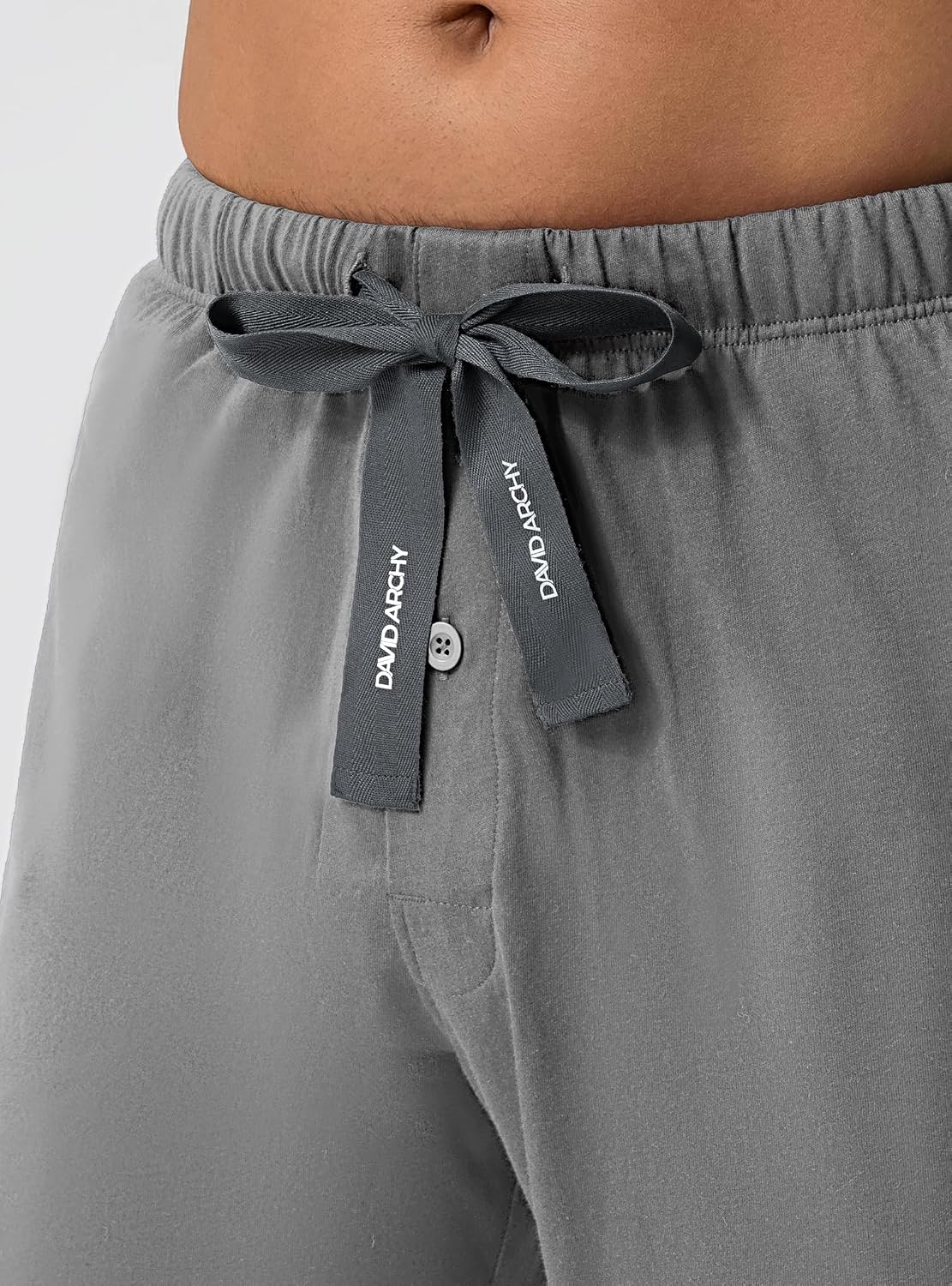 Detalle 2 de DAVID ARCHY Herren Schlafanzug lang aus Baumwolle – Pyjama mit Taschen, Kordelzug und V-Ausschnitt