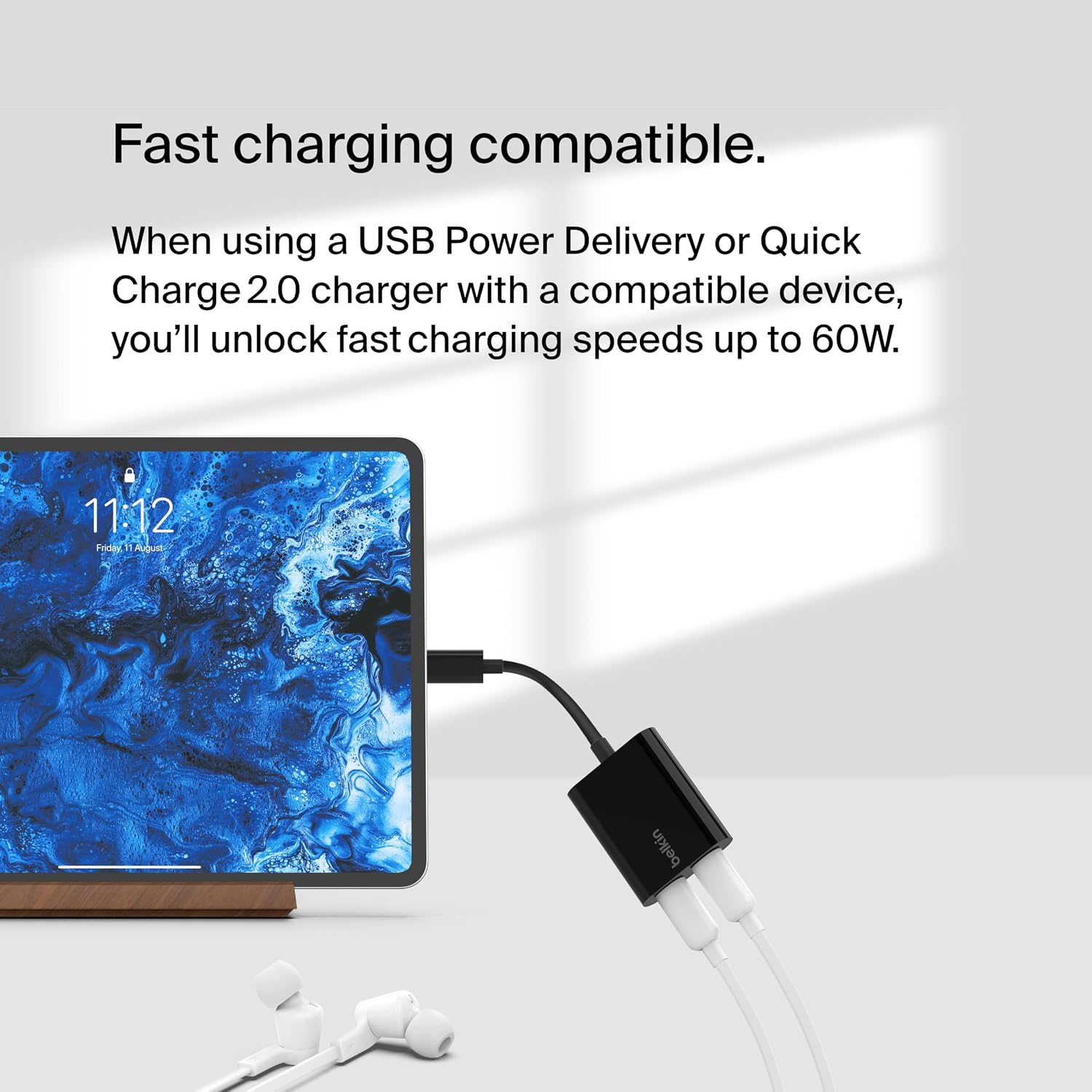 Detalle 2 de Belkin F7U081btBLK USB-Cオーディオ・充電アダプター 2ポート・最大60W対応