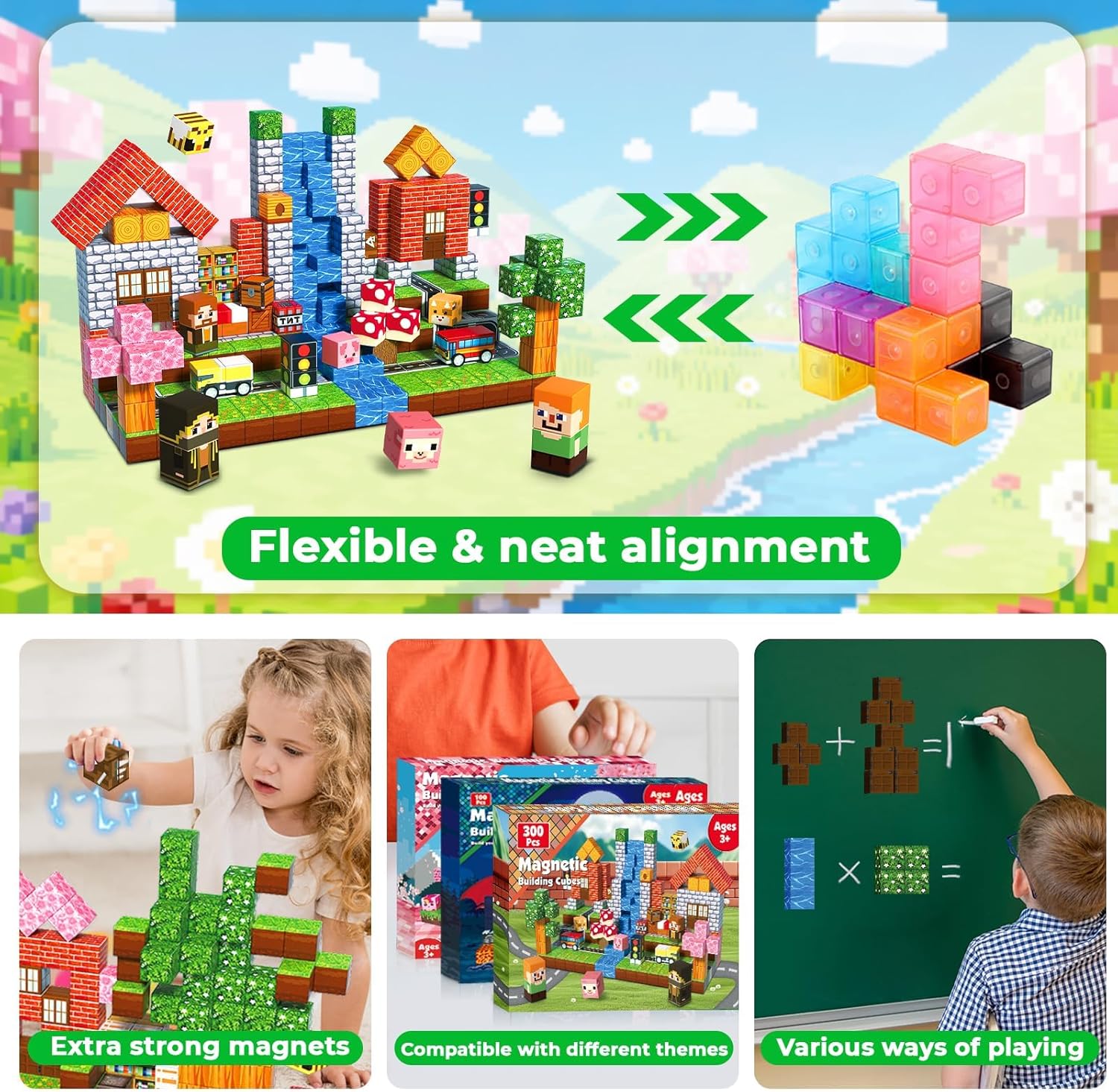 Thumbnail 4 de Annexfun 300 PCS Magnetic Building Blocks – STEM Learning Magnet Cubes Set