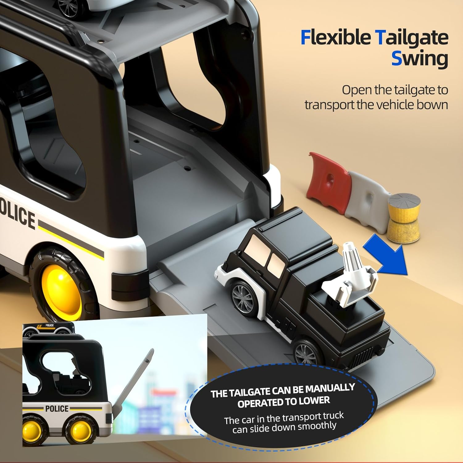 Thumbnail 2 de Beby Buty 5 in 1 Police Trucks Toys for Toddlers (3-5 Years) – Light, Sound, and Learn