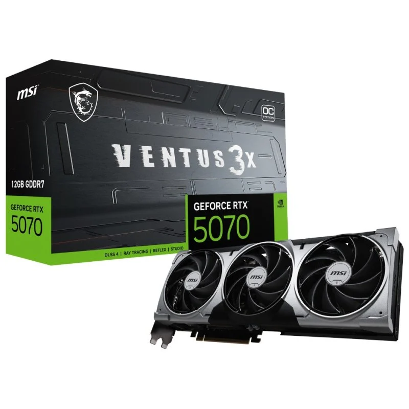 Detalle de MSI GeForce RTX 5070 Ventus 3X OC 12GB GDDR7 Reflex 2 RTX AI DLSS4
