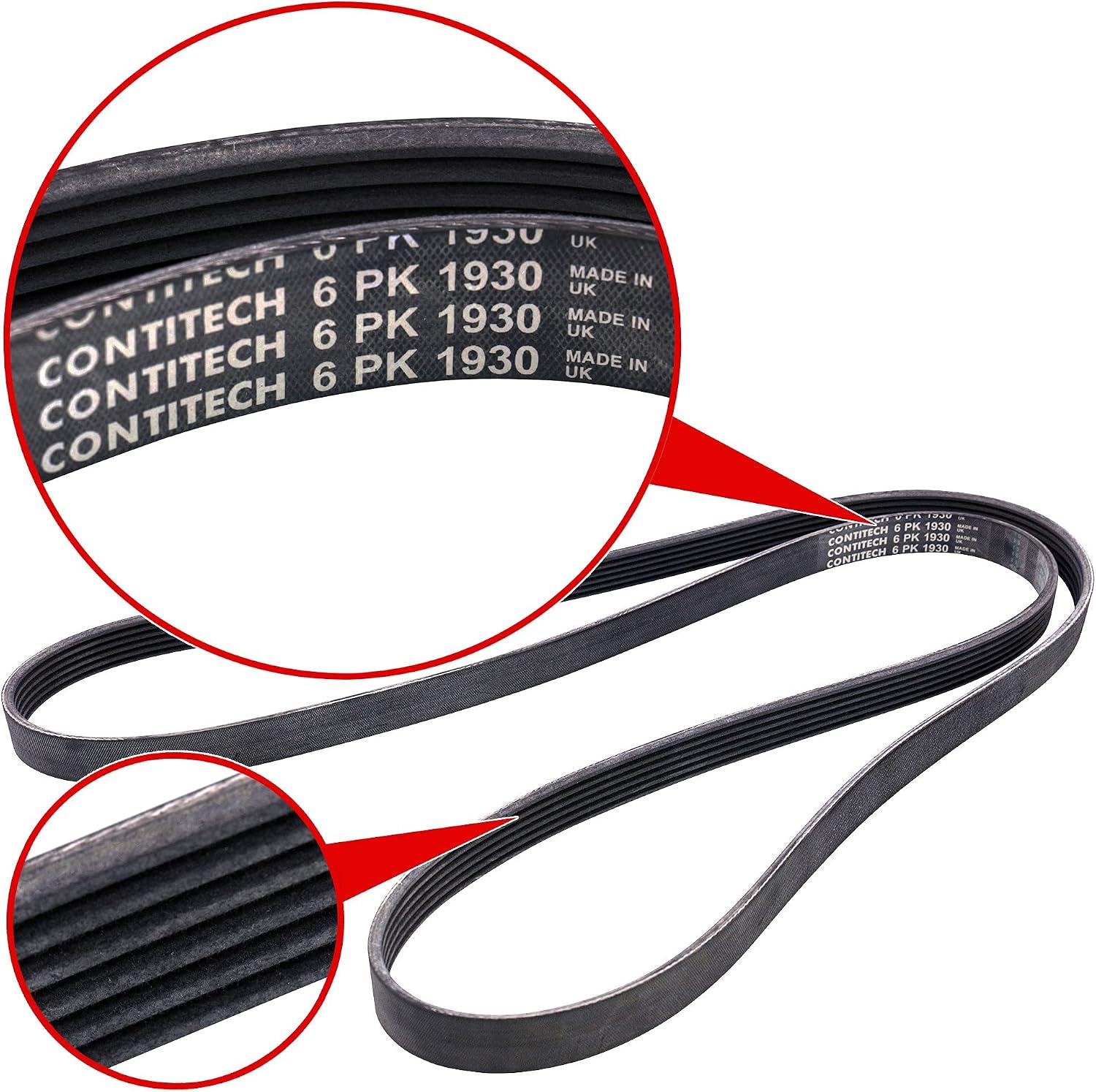 Detalle de CONTITECH 6PK1930 V-ribbrem i gummi och polyester