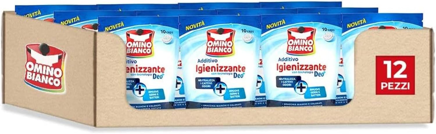 Detalle de Omino Bianco Additivo Igienizzante Idrocaps Deo+: capsule igienizzanti per bucato, 10 capsule x 4 confezioni