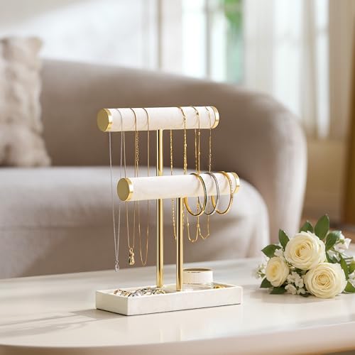 Thumbnail 3 de Josmimic 2 Tier Bracelet Holder Display – Detachable T Bar in Beige Velvet