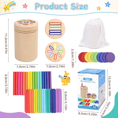 Detalle de Jouet Bebe 1 An – 3 en 1 Montessori: Jouet en Bois Éducatif pour Fille et Garçon par Wotoyd
