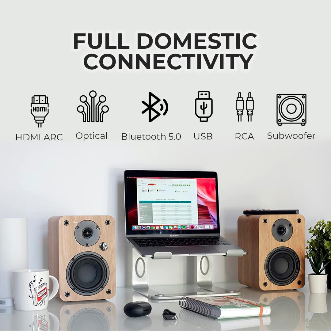 Thumbnail 3 de VULKKANO A4 ARC: Enceintes monitoring actives 4" avec Bluetooth 5.0, HDMI ARC et Subwoofer sortant – design élégant noir