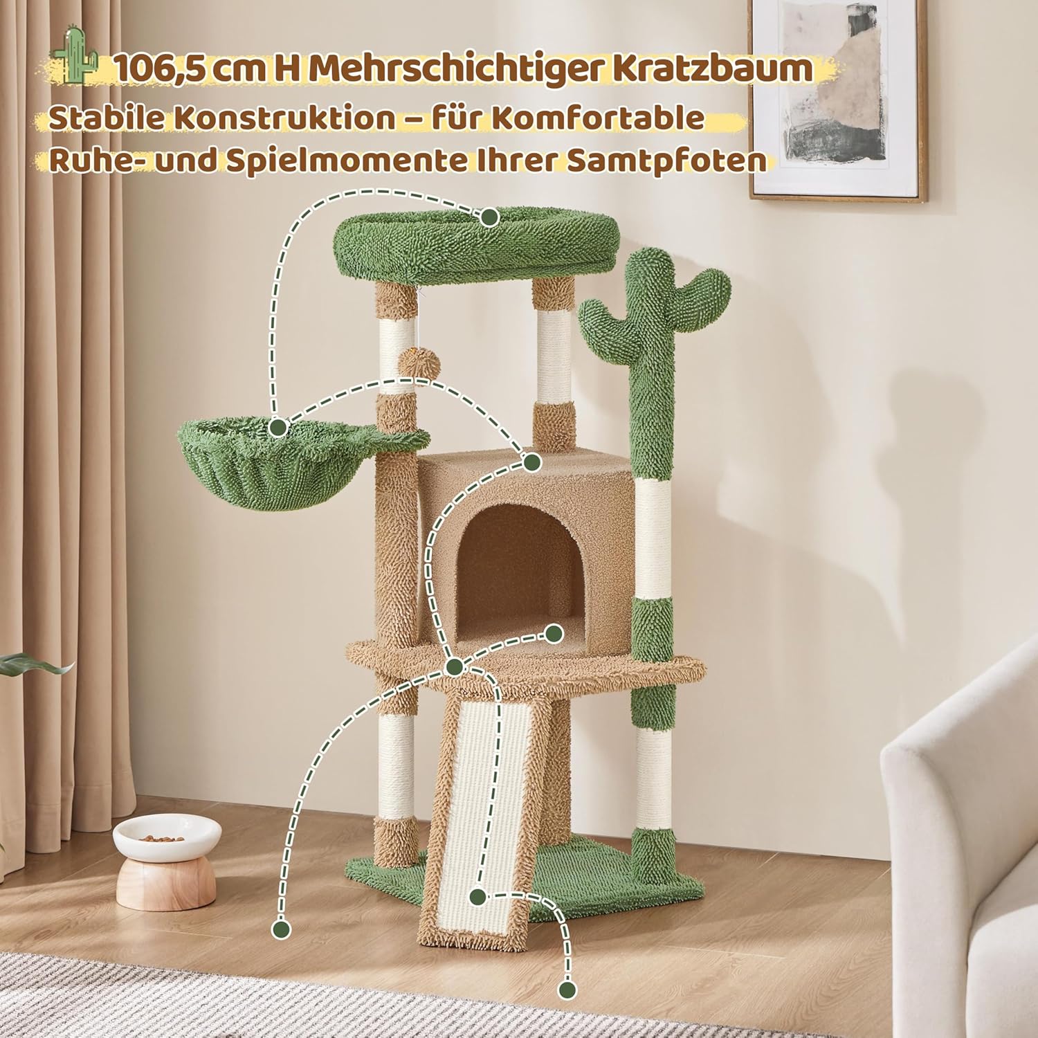 Thumbnail 6 de Yaheetech Árbol Rascador Cactus 106,5 cm