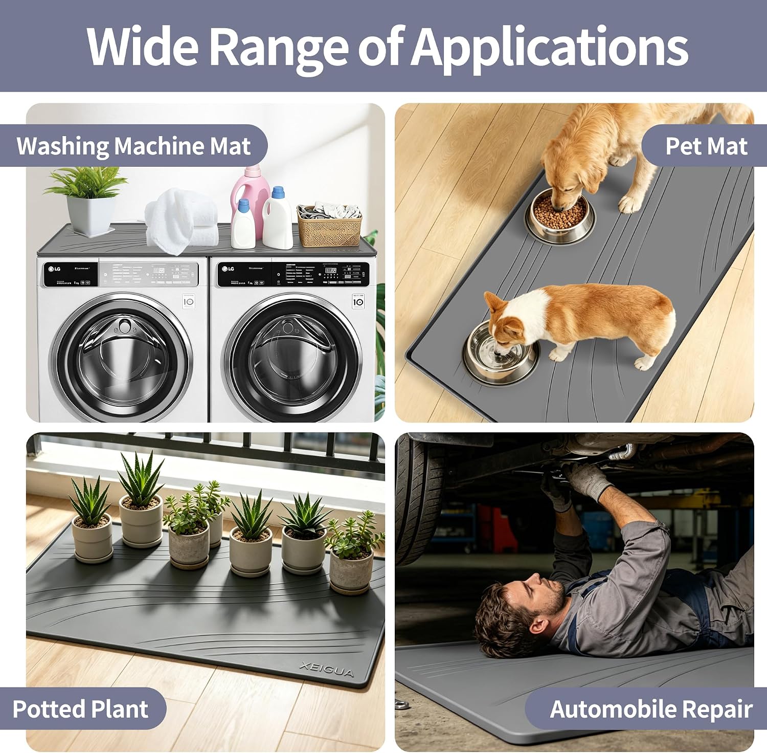 Thumbnail 6 de Xeigua 001 Silicone Washer Mat, 54×27 Inch, Non-Slip with Raised Edge
