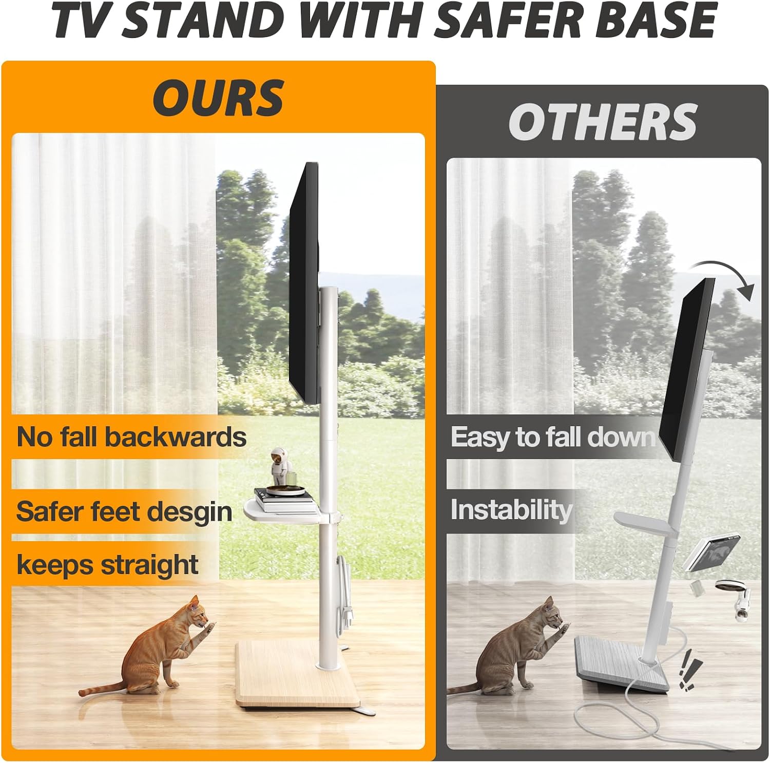 Thumbnail 1 de TVON Floor TV Stand with Power Outlet for 32-65 inch TVs up to 88 lbs