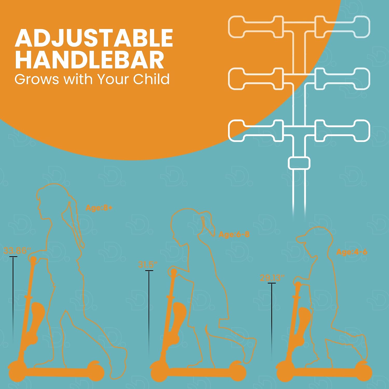 Thumbnail 2 de Aqua Orange 3 Wheel Scooter with Seat for Kids 🛴