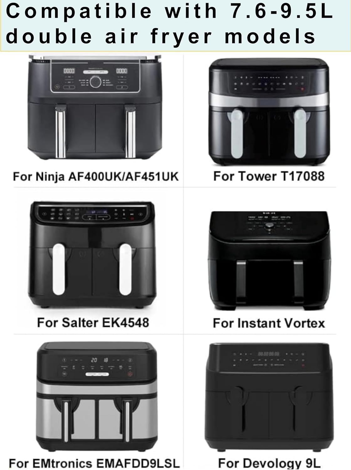 Thumbnail 1 de Xaarmonex Silicone Air Fryer Liners 2 Pack for Dual Zone Ninja & other large air fryers