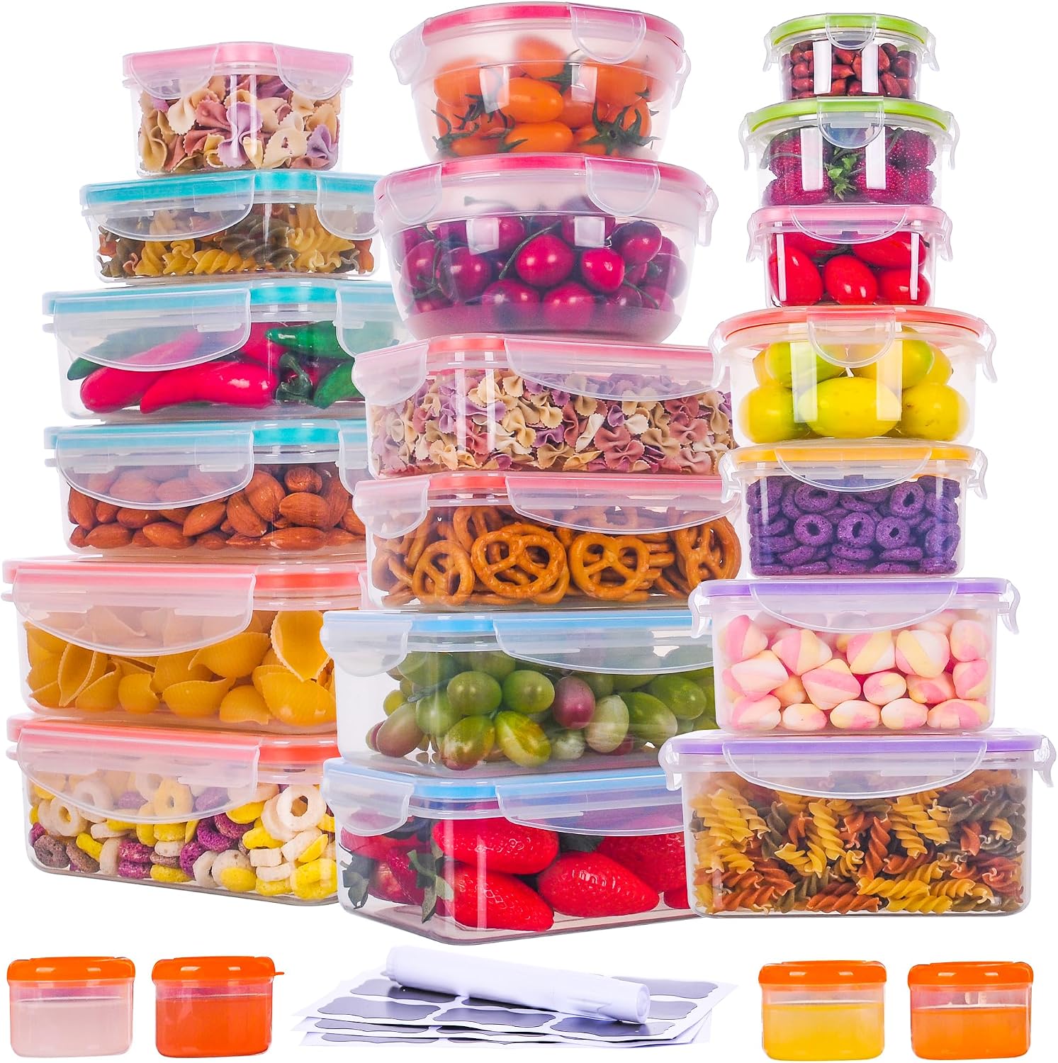 Thumbnail 5 de RockBerry 46 PCS Food Storage Containers Set (23 stackable airtight boxes with 23 lids)