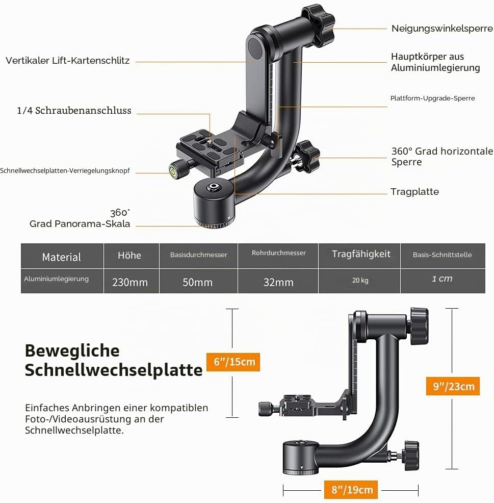 Thumbnail 4 de K&F CONCEPT Gimbalkopf 20 KG Tragkraft