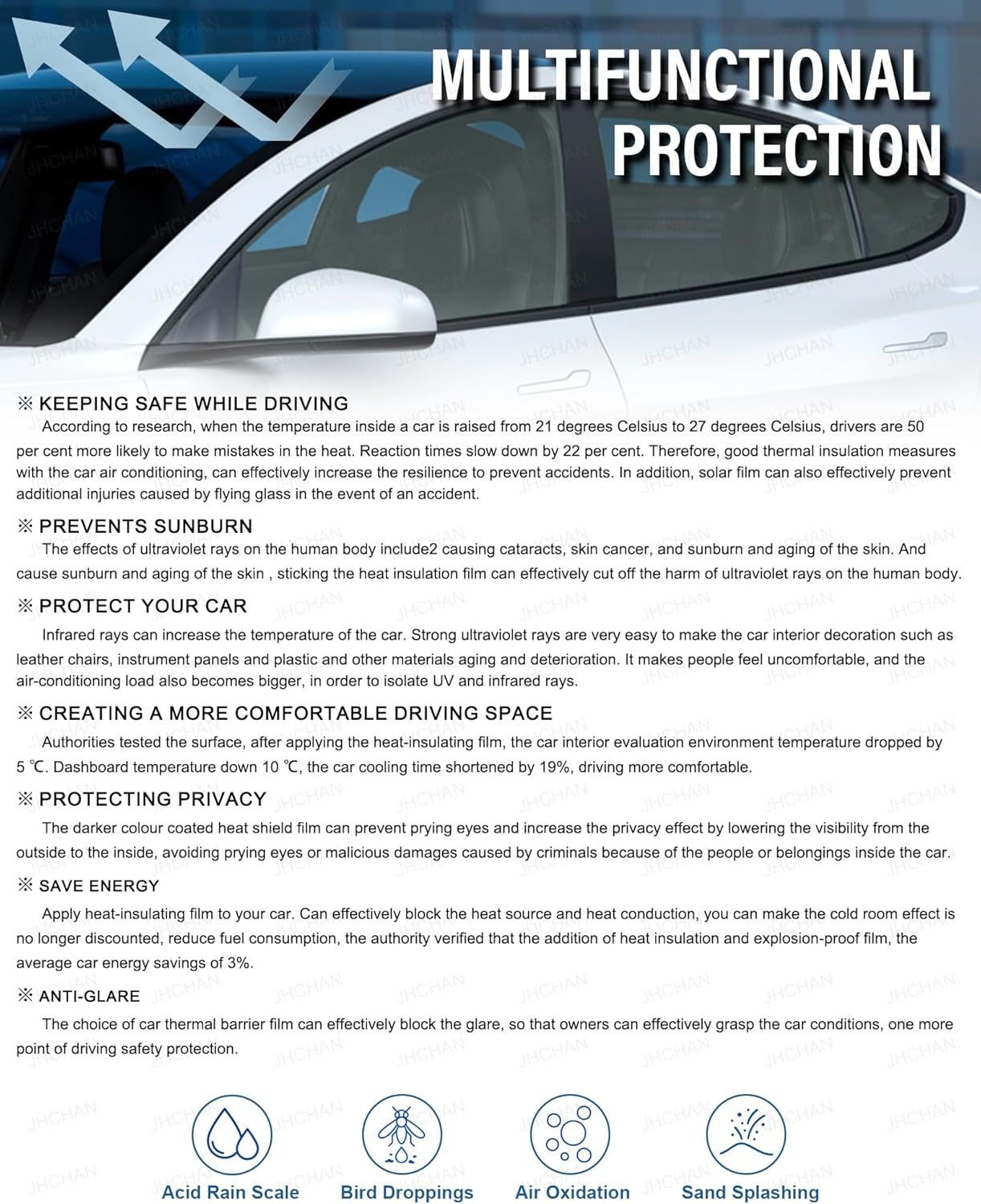 Detalle 2 de 25% VLT Car Window Tint Solar Film 10 Metre Roll – Professional Self-Adhesive Glass Film with Installation Toolkit