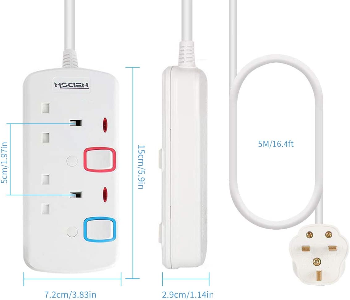 Detalle 2 de Mscien 5M Extension Lead with 2 Sockets