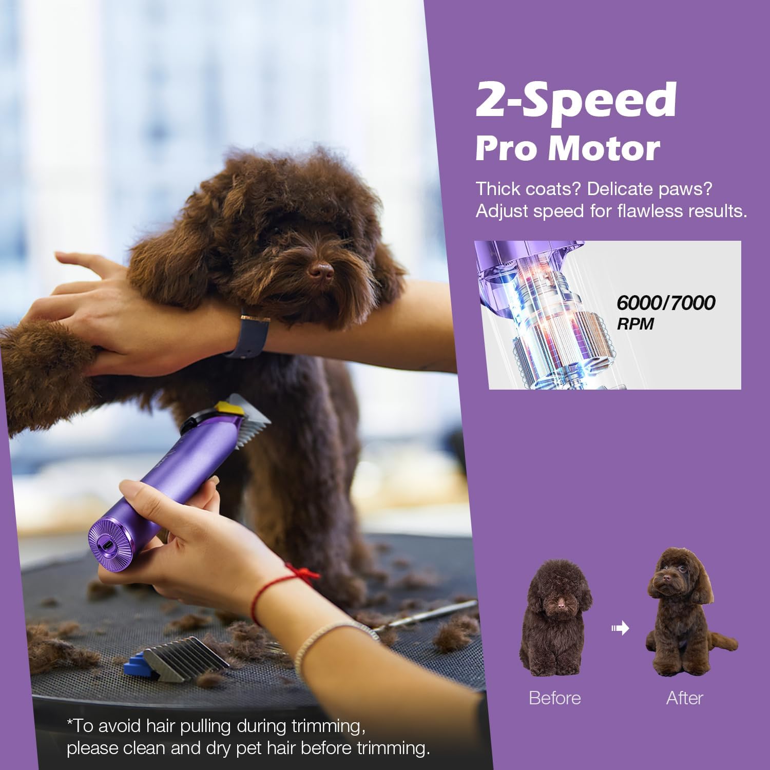 Detalle de FuzzyFix Tondeuse sans fil 5 en 1 pour chiens et chevaux – lames de rechange, USB-C, 2 vitesses