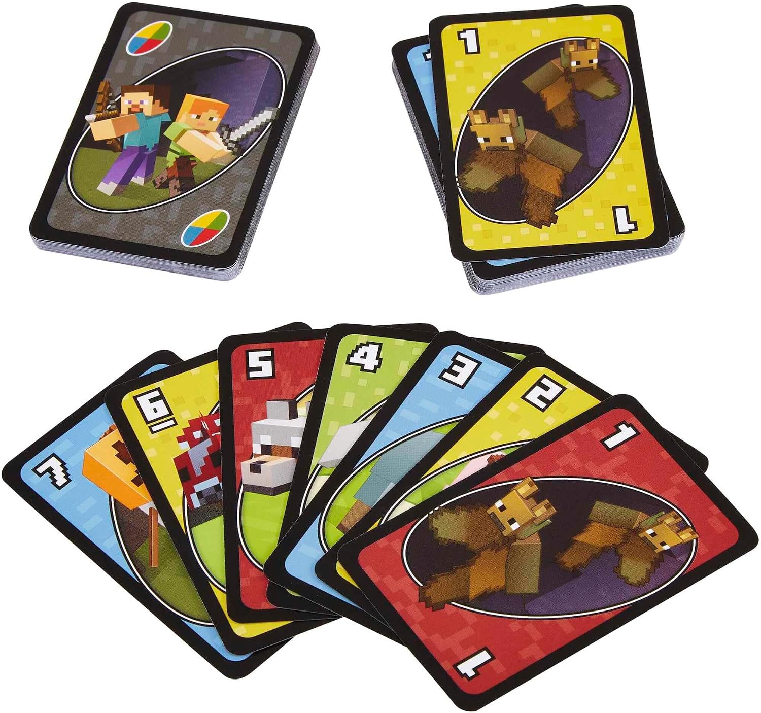 Detalle 2 de Mattel Games UNO Minecraft: juego de cartas para niños a partir de 7 años