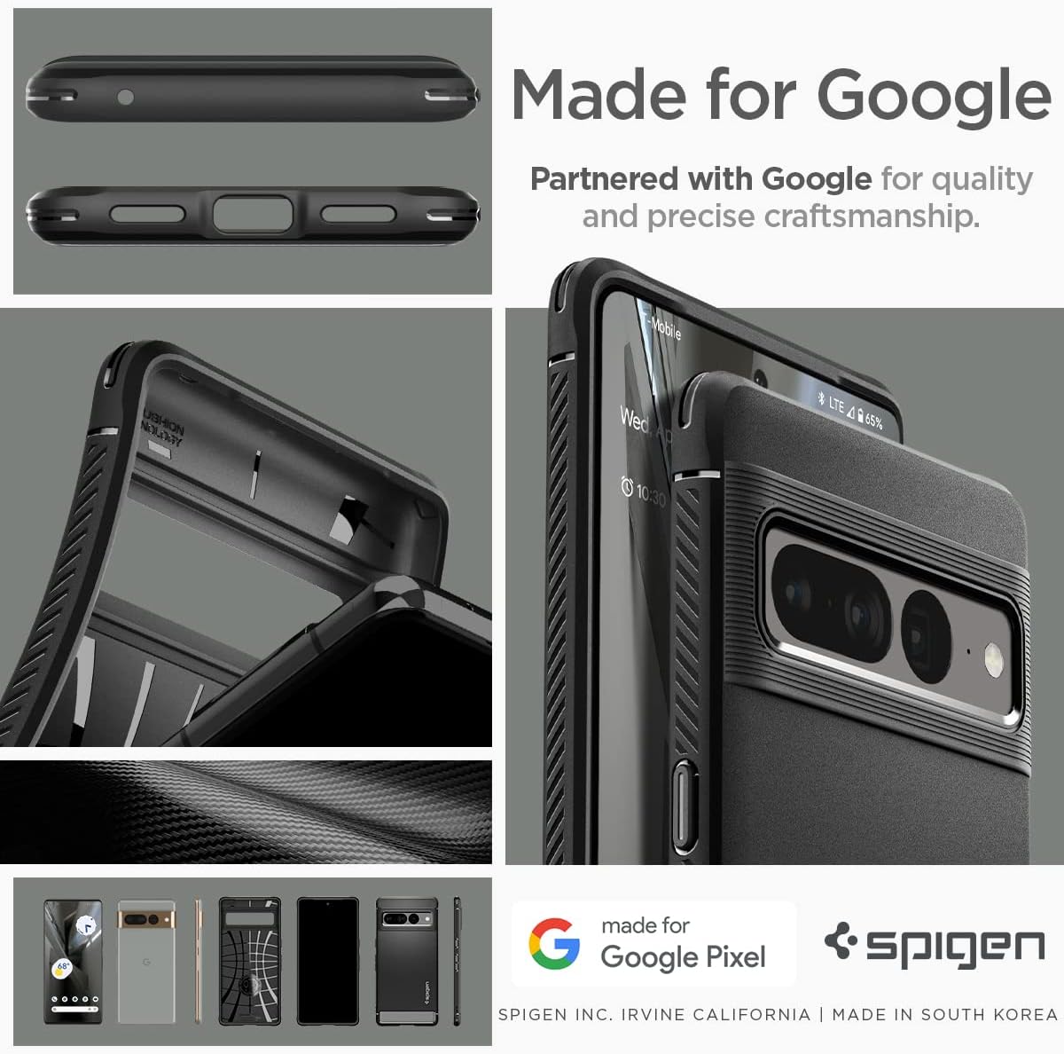 Thumbnail 6 de Spigen Cover Rugged Armor per Google Pixel 7 Pro, TPU flessibile e bordi rialzati (Nero)