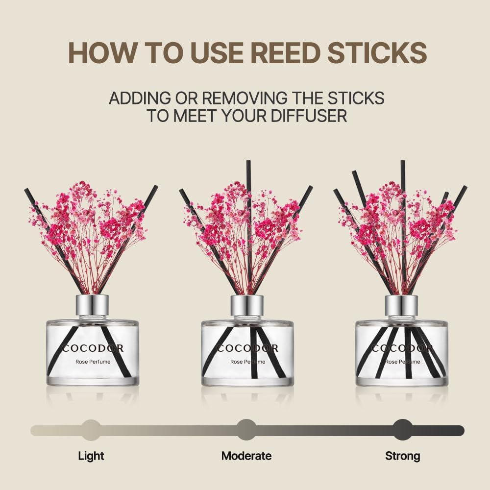Detalle 2 de Cocod'or White Jasmine Reed Diffuser Set, 200 ml, 2-Pack with Preserved Flower