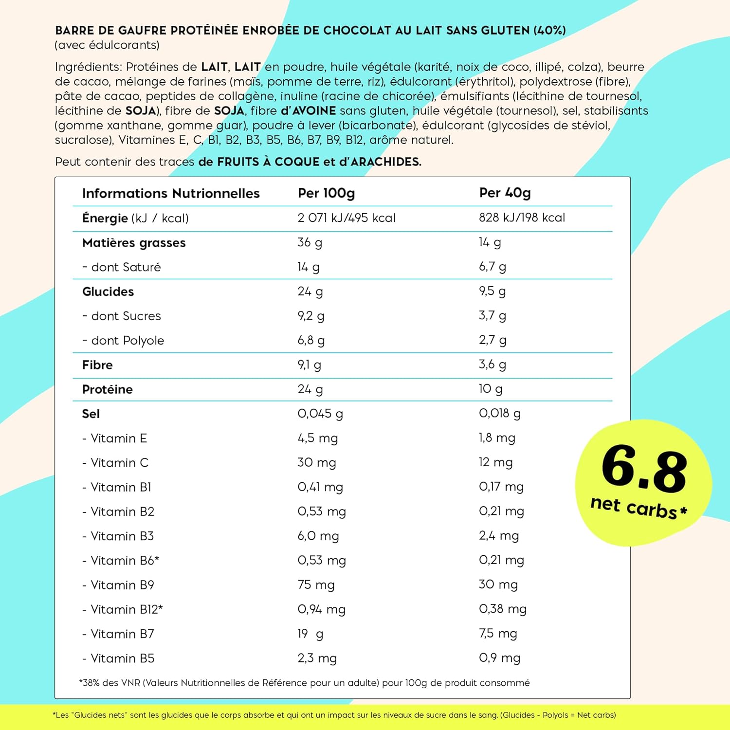 Thumbnail 5 de N!CK'S NICKS Barre protéinée sans sucres ajoutés (gaufrette proteinée) chocolat, 40 g