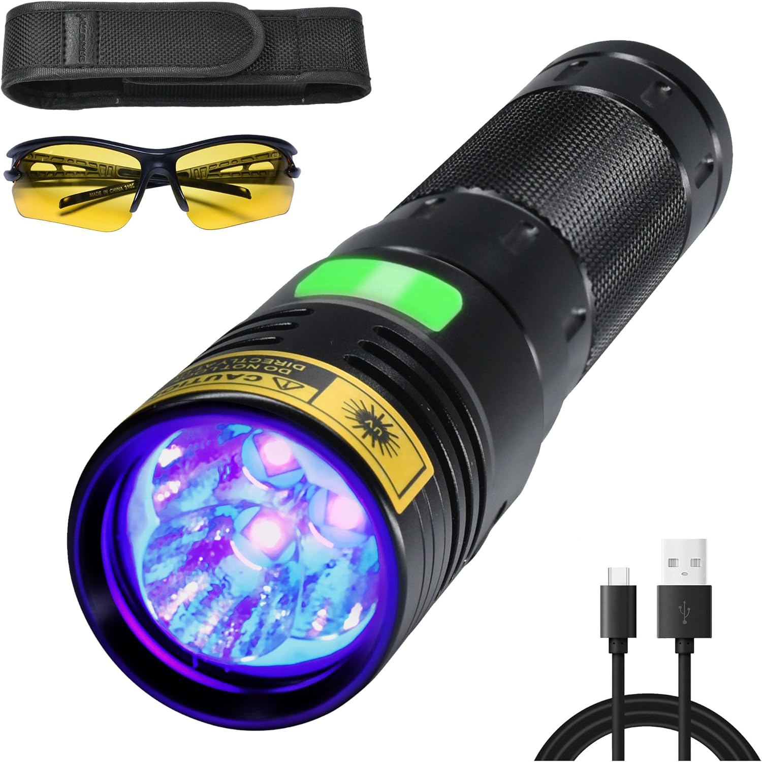 Detalle de DARKBEAM lampe de poche UV 395nm 20W – 3 LED USB-C, rechargeable et étanche IPX65