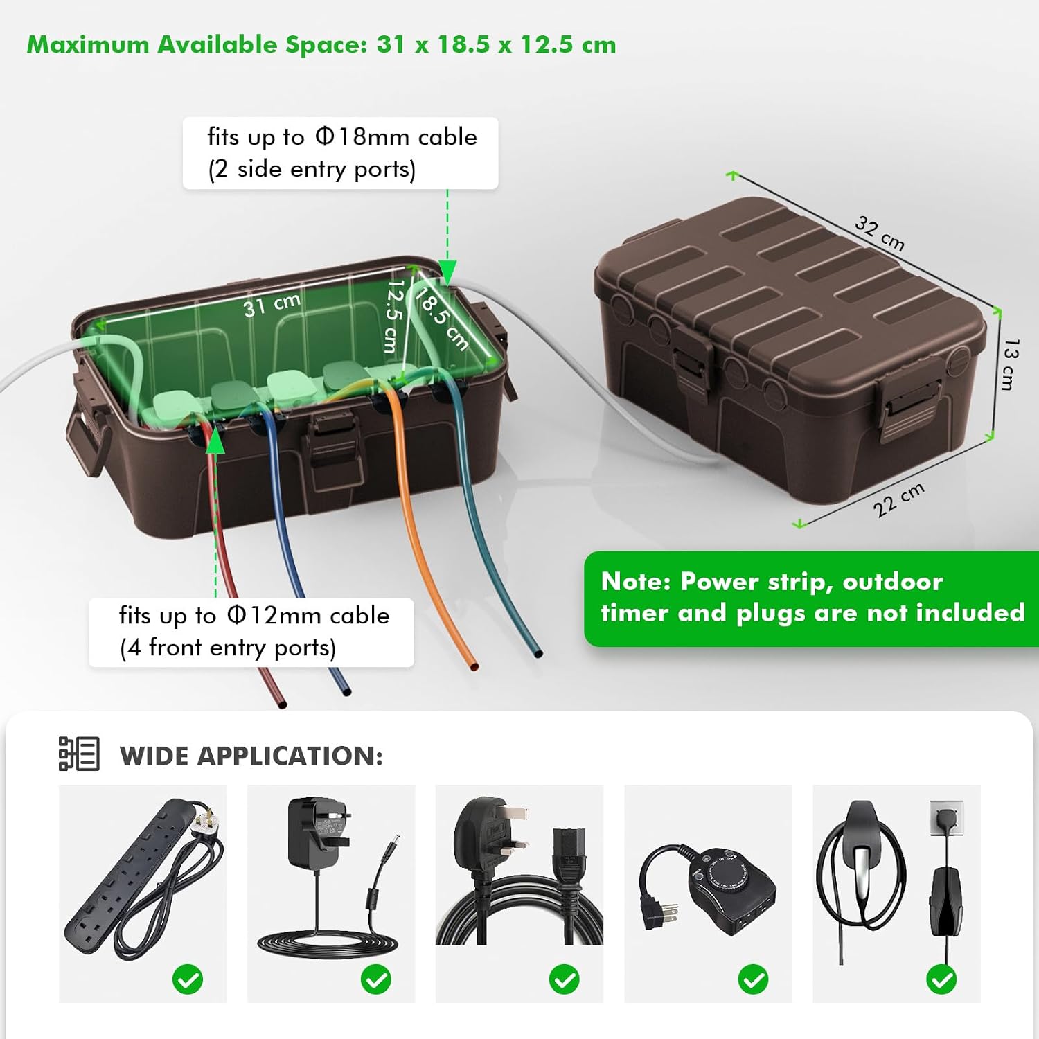 Detalle 2 de RESTMO Extra Large Weatherproof Electrical Box Cover (IP54) for Outdoor Extension Leads and Power Connections