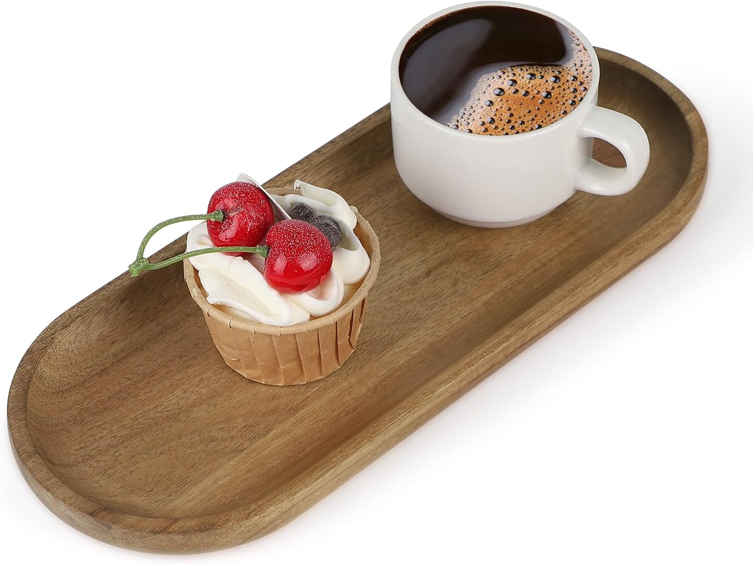 Detalle de Supaway 98541 Oval Acacia Wood Serving Tray, 30 x 12 x 2 cm