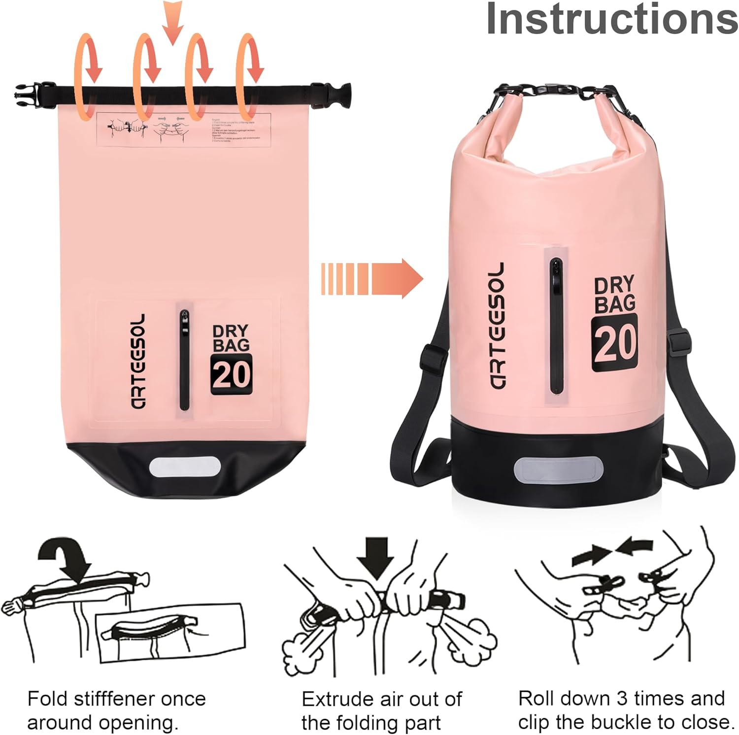 Thumbnail 2 de Blackace arteesol Dry Bag impermeabile con tracolla lunga regolabile (5L/10L/20L/30L) per kayak, canoa, rafting e pesca