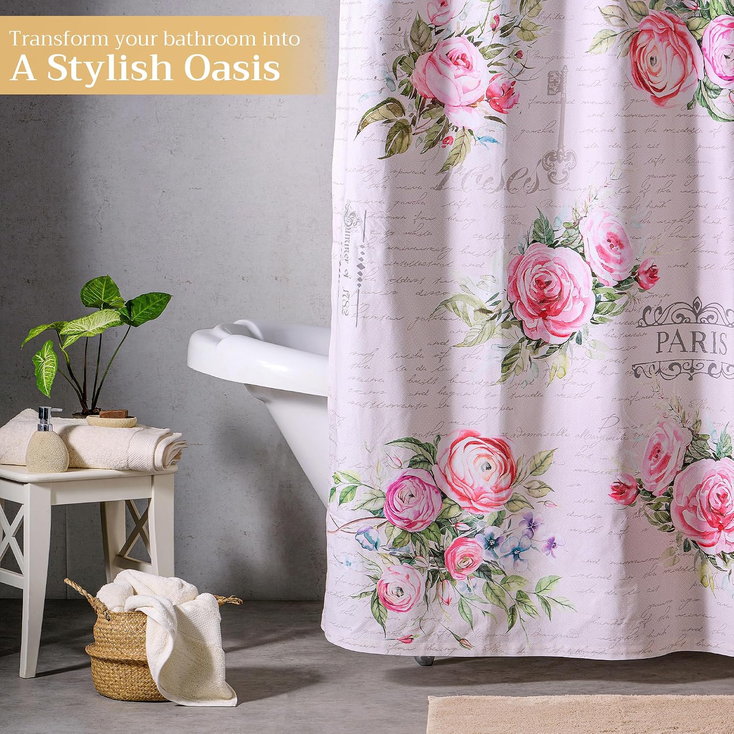 Detalle de Maison d'Hermine Cotton Shower Curtain, 100% Cotton